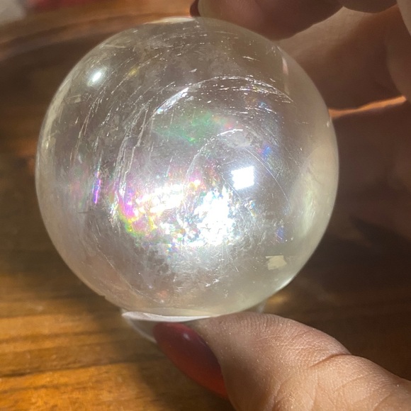 Crystal honey calcite sphere Other - Honey Calcite Crystal sphere with rainbows